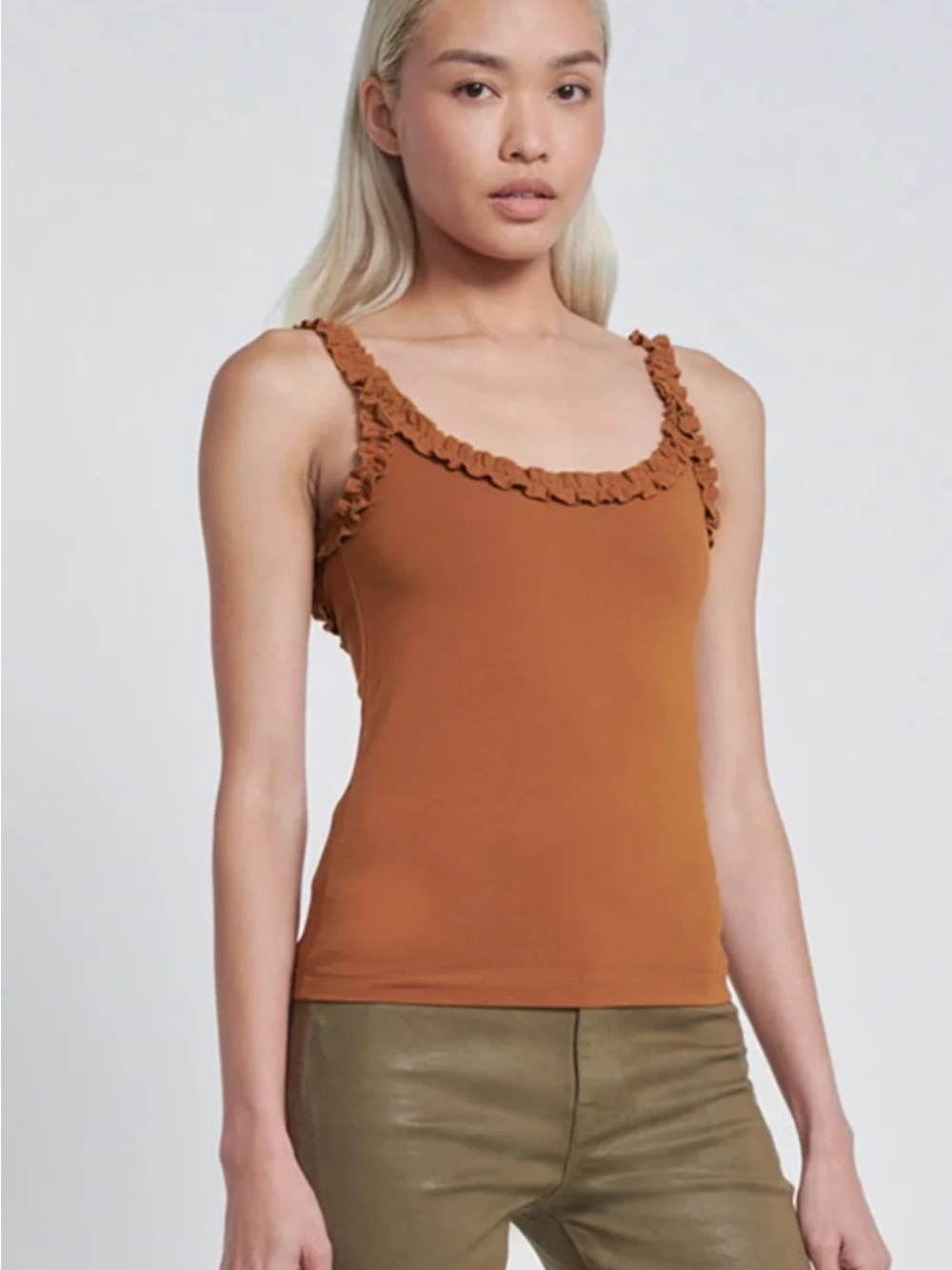 7 For All Mankind Ruffle Trim Tank